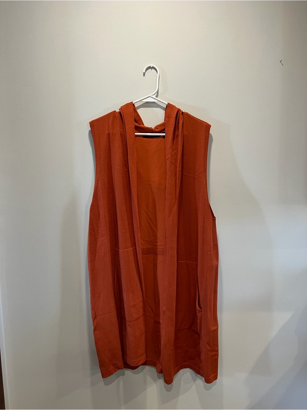 Women’s Sleeveless Hooded Open Cardigan - Rust